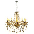 Lustre Baronesa Vidro 8 Braços Champagne e Cromado Avant