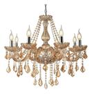 Lustre Candelabro Pendente Luxo Cristal Legitimo Âmbar 8 Braços Sala Quarto Escritório Cozinha INL51