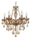 Lustre Candelabro Pendente Luxo Cristal Legitimo Cor Âmbar 6 Braços Sala Quarto Cozinha INL49 Lustre Candelabro Pendente Luxo Cristal Legitimo Cor Âmbar 6 Braços Sala Quarto Cozinha INL49