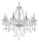 Lustre Candelabro Pendente Luxo Cristal Legitimo Transparente 8 Braços Sala Quarto Escritório INL50