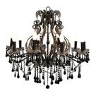 Lustre Classico Metal Black E Cristal Pingentes 10 Braços