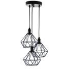 Lustre com 3 pendentes aramado diamante - cores