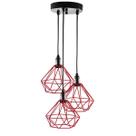 Lustre com 3 pendentes aramado diamante - cores
