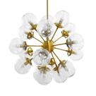Lustre com Pendentes Redondo Moderno Metal Dourado