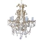 Lustre com Pingentes 43cm Candelabro 6 Braços Lâmpadas E14 Acrílico.