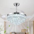 Lustre com ventilador de teto de cristal Deliyfans 42", LED, 110V