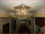 Lustre Cristais Acr 40cm Comp.inox Espelh 3131401esf P/1 Lâmpad