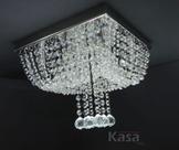 Lustre Cristal ACQUA Sobrepor 6xG9 - Base Inox 30x30cm - Kasa ARQ