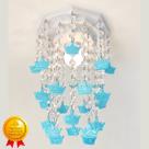 Lustre Cristal Acrílico Luminária Decoração Quarto Infantil Bebê Menino Príncipe Coroas Azul Bebê 17x25cm