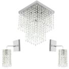 Lustre Cristal Acrilico Marrycrilic + 2 Arandela Clearcrilic Lustre Cristal Acrilico Marrycrilic + 2 Arandela Clearcrilic