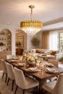 Lustre Cristal Dourado Redondo 50cm Luxuoso Sala Jantar