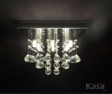 Lustre Cristal Legítimo PIRÂMIDE 30x30cm 6XG9 - Base inox - Kasa ARQ