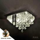 Lustre Cristal Legítimo STYLE 40x40cm 8XG9 cristal HONEY - Base inox - Kasa ARQ