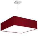 Lustre Cupula Pendente Dome Quadrado 50x15cm Vermelho