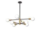 Lustre de 8 Lâmpadas Preto com Dourado