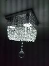 Lustre De Cristal/acrílico Para Sala Com Base De Inox Espelhado 20x20cm