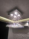 Lustre de cristal base inox corte a laser para decoração e iluminação sala estar jantar hall entrada