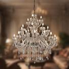 Lustre de Cristal Clássico Luxuoso Maria Thereza 28 Braços