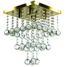 Lustre De Cristal Legitimo Classic Square Long 30 Dourado