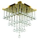 Lustre De Cristal Legitimo Classic Square Long 40 Dourado