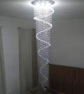 Lustre De Cristal Legítimo K9 Com 2,90 Metros De Altura, Base De Inox Espelhado Com 50CM De Diâmetro
