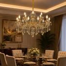 Lustre De Cristal Luminária Luxuoso Ambar Com 18 Braços Luxo Moderno Lustre De Cristal Luminária Luxuoso Ambar Com 18 Braços Luxo Moderno