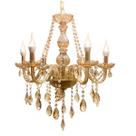 Lustre De Cristal Luminária Luxuoso Ambar Com 6 Braços
