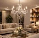 Lustre De Cristal Luminária Luxuoso Transparente 06 Braços
