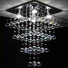 Lustre De Cristal P/ Sala De Jantar/estar Base Inox 38x38cm Lustre De Cristal P/ Sala De Jantar/estar Base Inox 38x38cm