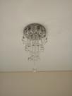 Lustre de cristal para sala com 50cm de altura, base de inox de 30cm de diâmetros
