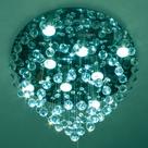 Lustre De Cristal Para Sala de Estar/ Jantar Base De Inox Polido Espelhado com 50cm de Diâmetro