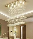 Lustre de Cristal para Sala de Jantar / Estar, Quarto com 70cm de Altura , Base 70x20cm Inox Polida.