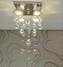 Lustre de Cristal, para Sala de Jantar/Estar, Quarto, Hall,com 50 cm de Altura, Base de Inox Polido de 20x20cm