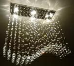 Lustre de cristal para sala de jantar, retangular base de inox 70x20cm com 1 m de altura