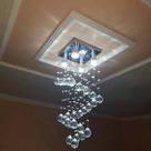Lustre de cristal para sala espiral com 70cm de altura base de inox de 20x20cm