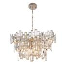Lustre de Cristal Pendente Moderno 70x43cm Titânio Bivolt