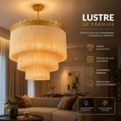 Lustre de Franja Sofisticado Artesanal Premium Alto Padrão Feito à Mão Sob Encomenda Lustre de Franja Sofisticado Artesanal Premium Alto Padrão Feito à Mão Sob Encomenda