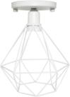 Lustre De Teto Industrial Luminária Plafon Retrô Aramado Diamante Sobrepor Branco