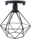 Lustre De Teto Industrial Luminária Plafon Retrô Aramado Diamante Sobrepor Preto