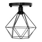 Lustre De Teto Industrial Luminária Plafon Retrô Aramado Diamante Sobrepor Preto