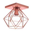 Lustre De Teto Industrial Plafon Quadrado Pendente Aramado Diamante Rose Gold