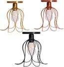 Lustre De Teto Industrial Plafon Retrô Aramado Tulipa Cor Dourado, Rose, Preto Redondo Aramado Sobrepor Moderno 127V 220V Kit Com 03