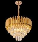 Lustre Dourado com Cristais Transparente 50cm 8E14 Lustre Dourado com Cristais Transparente 50cm 8E14