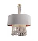 Lustre Dourado Cupula Branca Com Cristais Premier