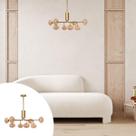 Lustre dourado moderno com vidro ambar sala de estar Lustre dourado moderno com vidro ambar sala de estar
