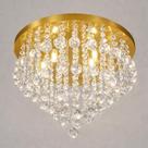 Lustre Dourado Para Sala Base 40 cm Cristal Dourado Champanhe