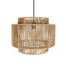 Lustre em Rattan Linhas Verticais Redondo Contemporaneo Lustre em Rattan Linhas Verticais Redondo Contemporaneo