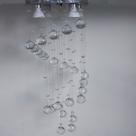Lustre Espiral De Cristal Para Sala Com Base De Inox Espelhado 20x20cm