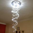 Lustre Espiral Para Pé Direito Duplo, Com 2 Metros De Altura E Base De Inox Espelhado de 30Cm De Diâmetro