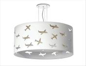 Lustre Infantil Pendente Aviões Duplo 50x16cm Cáqui
